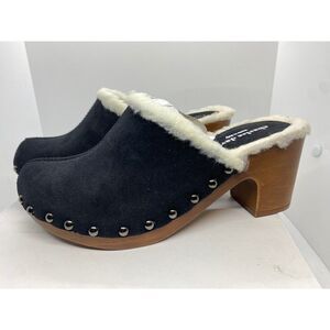 NIB New Made in ITALY Charles David Livid Leather Faux Shearling Clog 36 5.5 6